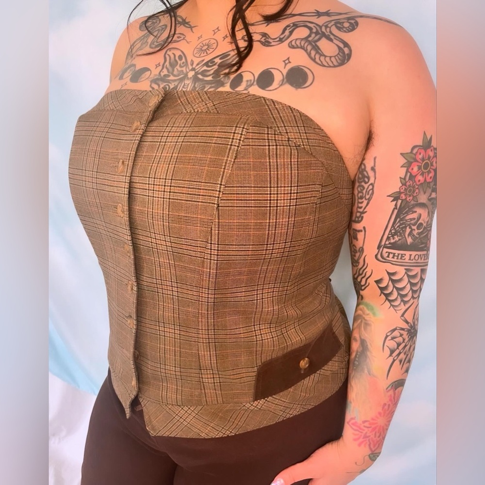 Plus size plaid corset top